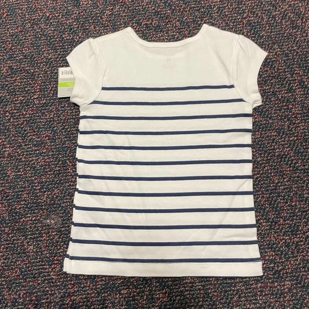 Carter's White Short-Sleeve Tee with Navy Stripes and Bow